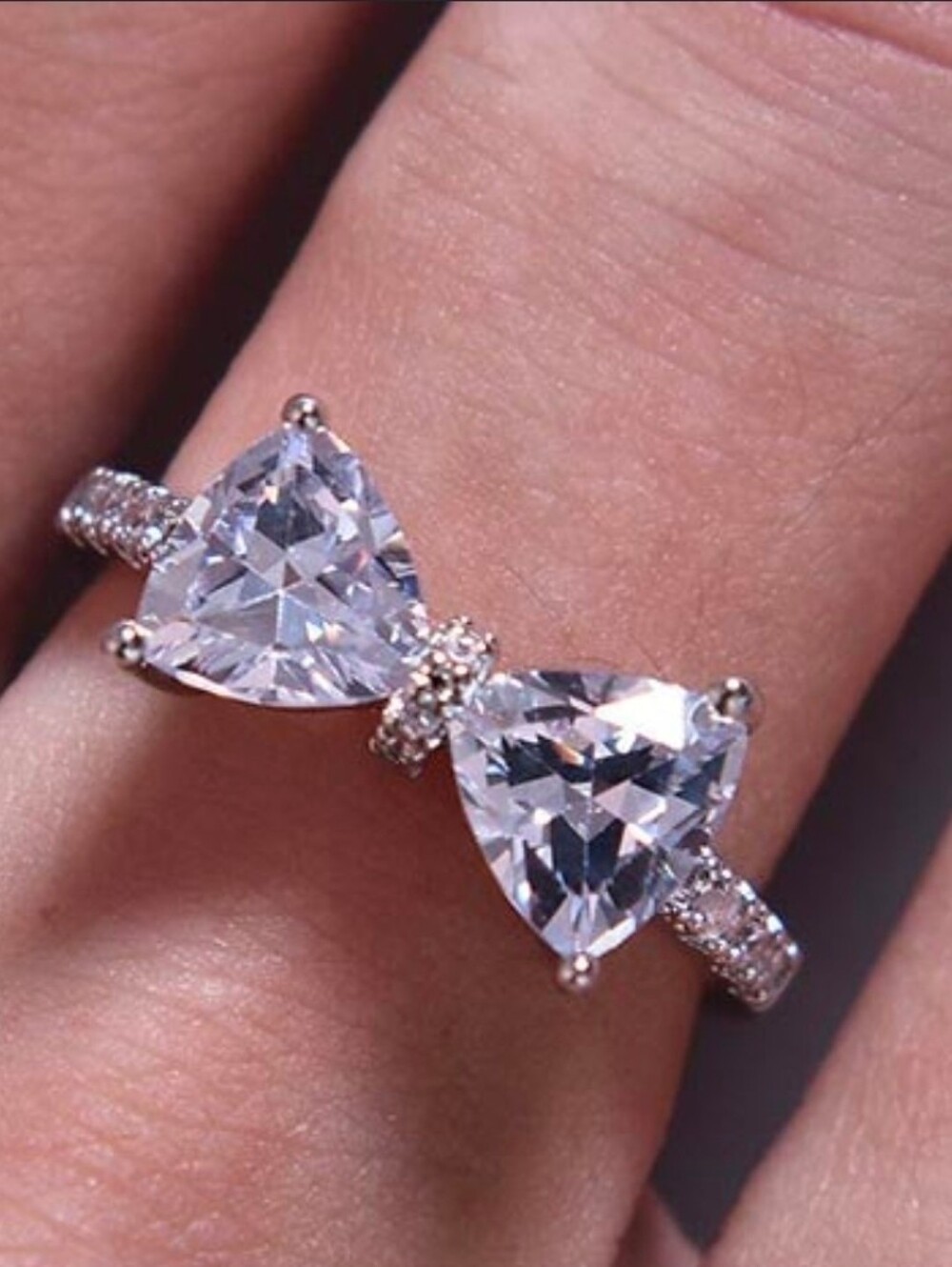 $8 Each Or Bundle 5/$20 Elegant Silver Bow Ring with Clear Stones
